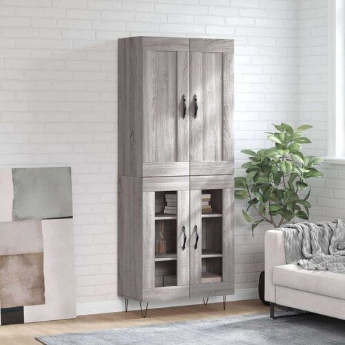  Visoka komoda siva sonome 69 5x34x180 cm od konstruiranog drva - Sivi hrast sonoma 1 2 staklena vrata Cijene