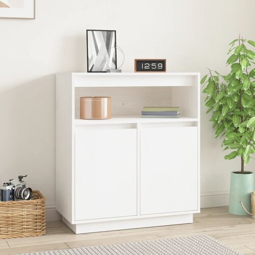 vidaXL Komoda bela 70x34x80 cm trdna borovina Cene