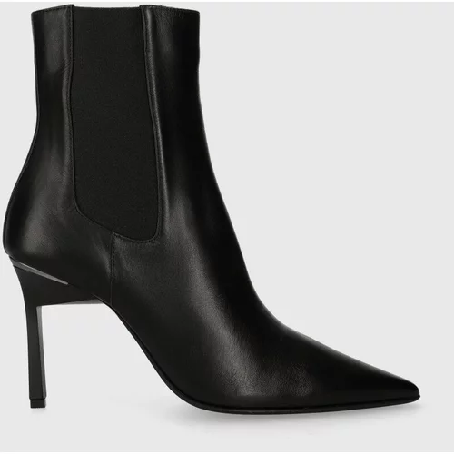 Calvin Klein Kožne gležnjače GEO STILETTO CHELSEA BOOT 90 za žene, boja: crna, s tankom potpeticom, HW0HW01708