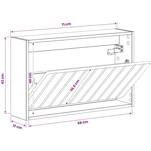  Ormar za cipele na zidu ZWOLLE 71 x 17 x 43 cm Staro drvo Slike