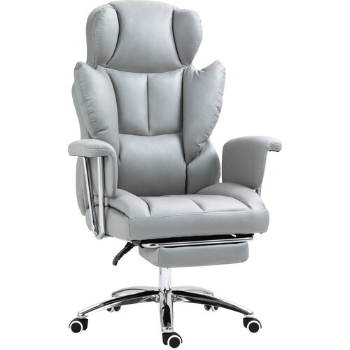 HOMCOM pisarni&scaron;ki stol mikrovlakno blago, pena 74D x 65&Scaron; x 120 128V cm Svetlo siv, (5000242941) Cene