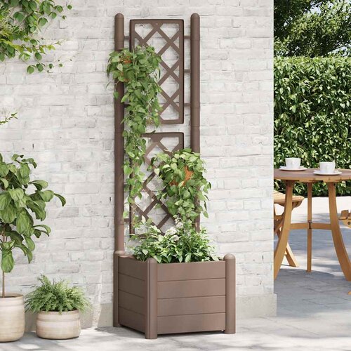 Vrtna sadilica s re&amp;scaron;etkom 43 x 43 x 142 cm PP boja kave Slike