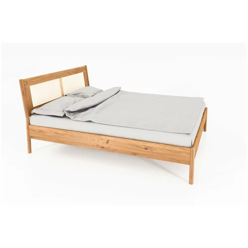 The Beds Hrastova zakonska postelja z vzglavjem iz ratana 160x200 cm Pola - The Beds