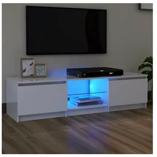  TV omarica z LED lučkami visok sijaj bela 140x40x35,5 cm