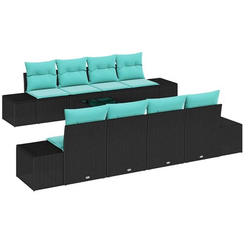 vidaXL Vrtna sedežna garnitura 9 pcs Črna in turkizna 55 x 55 x 37 cm, (5000020568) Cene