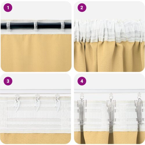 VidaXL Zavjese sa zavjesama 2 pcs Bež 140 x 140 cm Poliester Slike