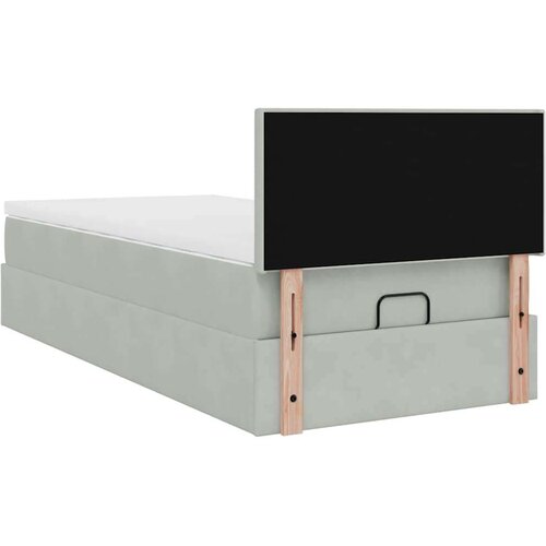 VidaXL Okvir kreveta s madraca svijetlosivi 100x200 cm bar&amp;scaron;unasti Slike