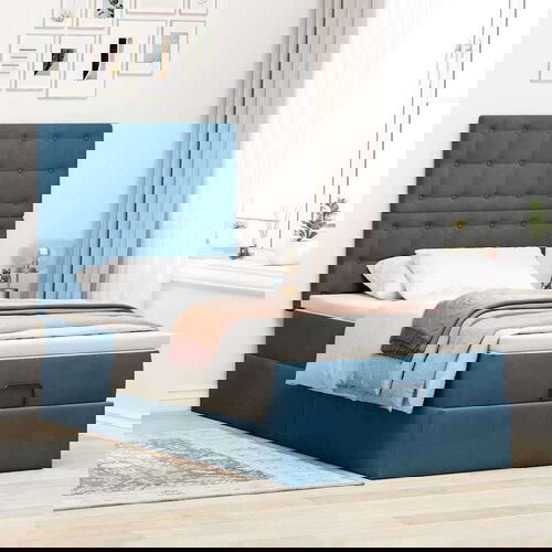 vidaXL Okvir kreveta s madracima tamnoplavi 90x200cm baršunasti Cene