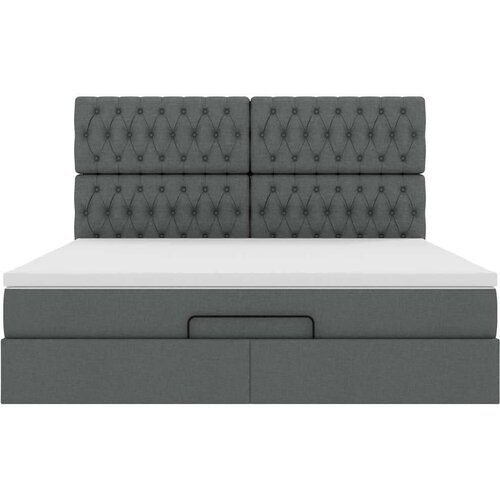 VidaXL Otomanski krevet s madracem i LED tamnosivi 160x200cm tkanine Slike