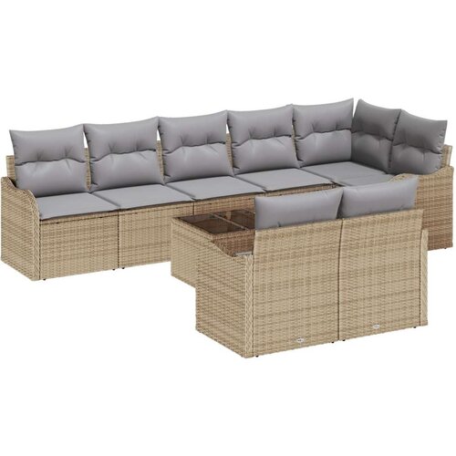  9-dijelni vrtni set sofa s jastučićima crni poli ratan  2-sjedalna vrtna sofa s jastučićima bež poli ratan Cijene