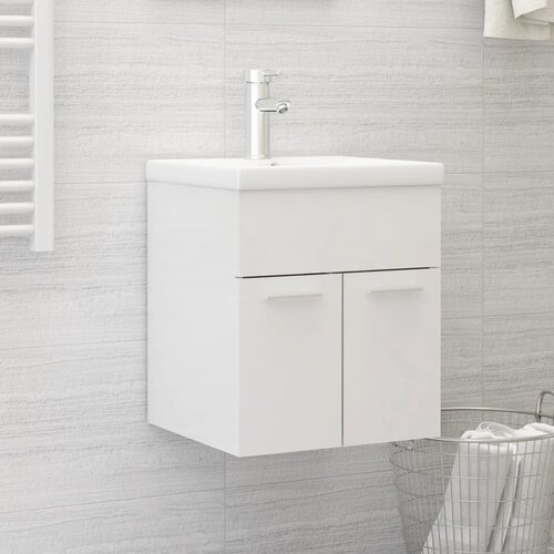 vidaXL Omarica za umivalnik visok sijaj bela 41x38,5x46 cm iverna pl., (20676782) Cene