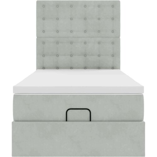 VidaXL Okvir kreveta s madracima svijetlosivi 90x190cm bar&amp;scaron;unasti Slike