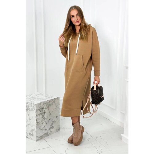 Kesi Long Camel Hooded Dress Slike