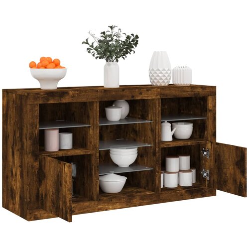  Komoda s LED svjetlima boja dimljenog hrasta 123x37x67 cm Cene