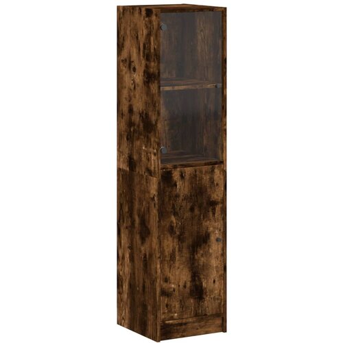 Maison Chic Visoka omara - Predalnik - Komoda s steklenimi vrati dimljeni hrast 35x37x142 cm, (21721483) Cene