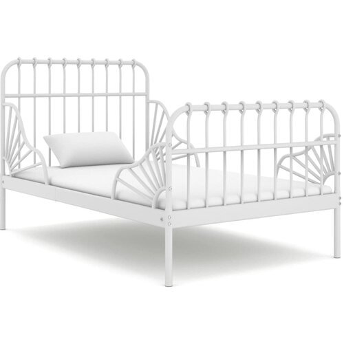 VidaXL Raztegljiv posteljni okvir bel kovinski 80x130/200 cm, (20644107) Slike