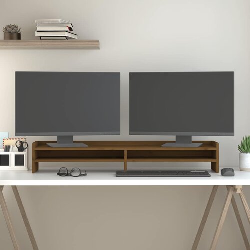  Stalak za monitor boja meda 100x24x16 cm od masivne borovine Cijene