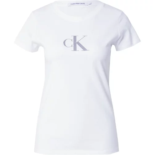 Calvin Klein Jeans Majica srebrna / bela