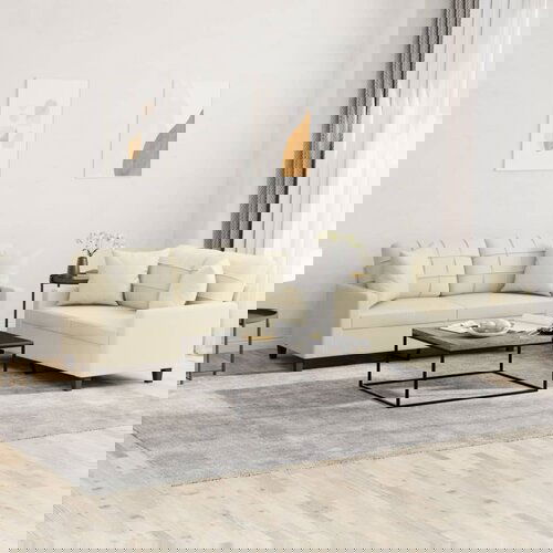 VidaXL 2-dijelni set sofa s jastucima krem od umjetne kože Slike