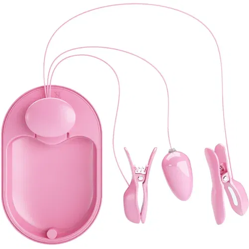 Pretty Love Surprise Box Electro Stimulation Vibrating Nipple Clamps Pink