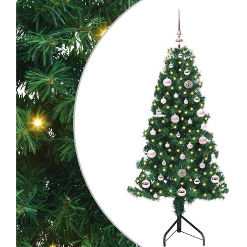 vidaXL Kotično umetno božično drevo Zelena 150 cm PVC in kovina Cene