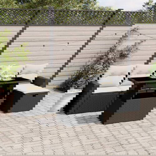 vidaXL 6-dijelni set vrtnih sofa s jastucima crni od poliratana Cijene