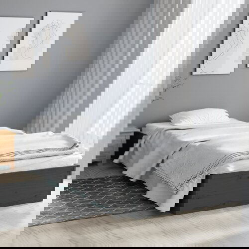 Furnova Posteljni okvir siv iz trdnega lesa 75x190 cm, (21933936) Slike