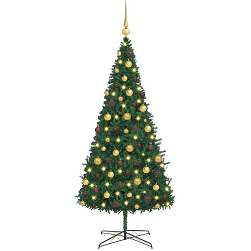 VidaXL Božićno drvce s ukrasnim gudačkim svjetlima Zelena 400 cm PVC - s LED-icama i zlatnim/brončanim kuglicama Slike