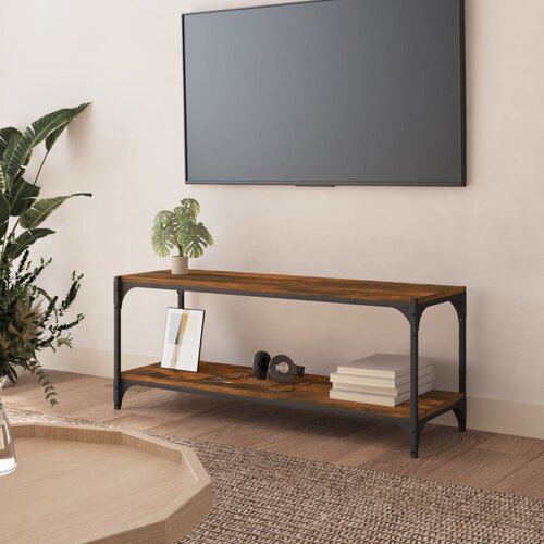 TV ormarić boja hrasta 100x33x41 cm konstruirano drvo i čelik Cijene