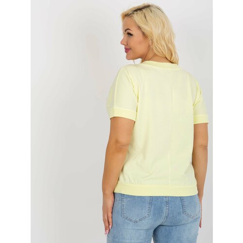 Fashion Hunters Light yellow women's blouse plus size with print Slike