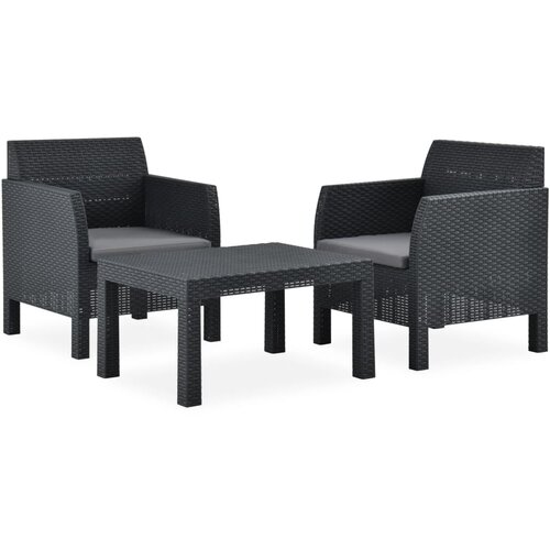 Maison Chic Seti vrtnega pohištva - Vrtna garnitura - Vrtni pohištvo set 3-delna z blazinami PP ratan antracitna, (21810248) Cene