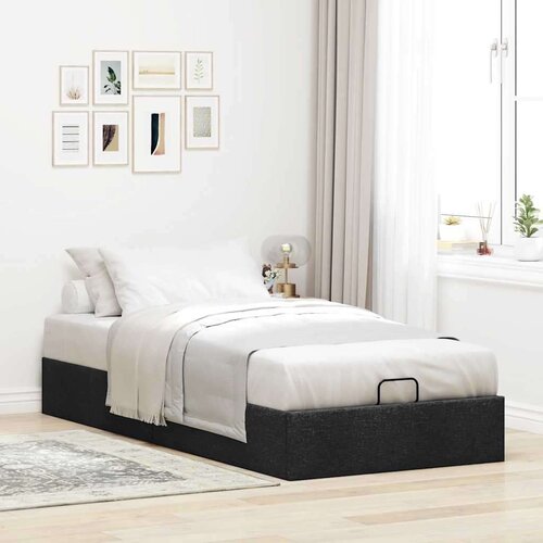 VidaXL otomanski okvir kreveta bez madraca crni 80x200 cm od tkanine Slike