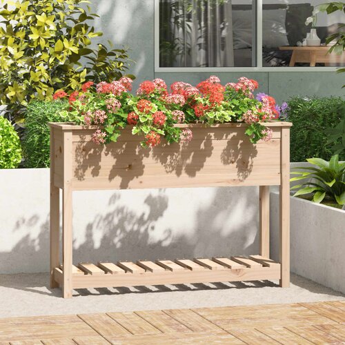 vidaXL Visoka greda s polico 111,5x34,5x81 cm trdna borovina Cene