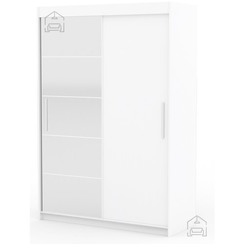 ADRK Furniture Garderobna omara z drsnimi vrati Esti - 150 cm - bela Slike
