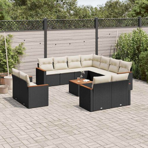  12-dijelni set vrtnih sofa od poliratana s jastucima crni Cijene