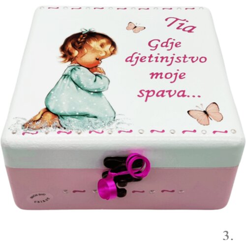  Unikatne kutije za kr&scaron;tenje, rođendan &ndash; Poklon koji čuva najposebnije uspomene djevojčica - 3. 16x16x10cm -16525 Cijene