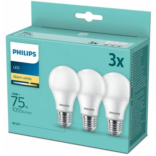 Philips LED žarulja, E27, A60, topla, 10W, mat. 3x