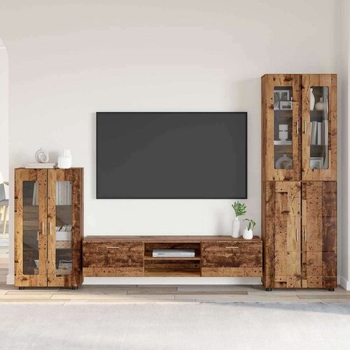  Set TV komoda s ladicama s policom Staro drvo Konstruirano drvo Cijene