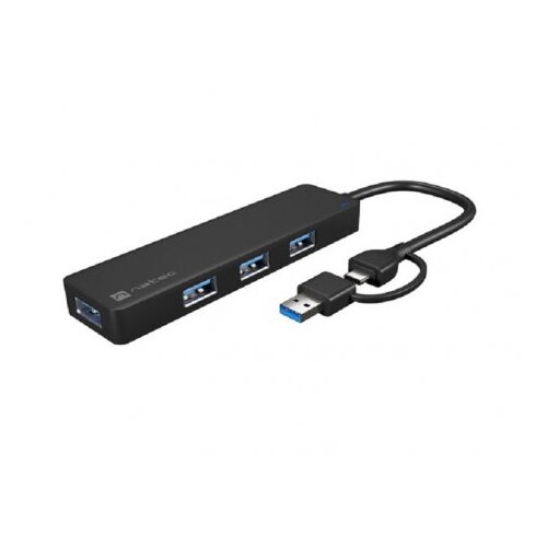 Natec HUB USB-C 3.0 MAYFLY 4-PORTS + USB-A ADAPTER Cene