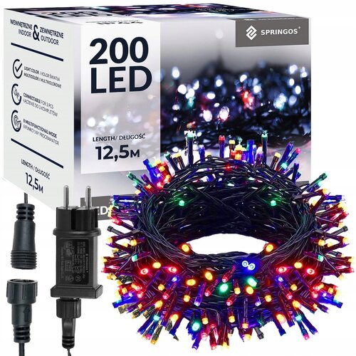 springos ZUNANJE BOŽIČNE LUČKE 200 LED FIKSNA SVETLOBNA SVETLEČA ZAVESA IP44, (21638509) Cene