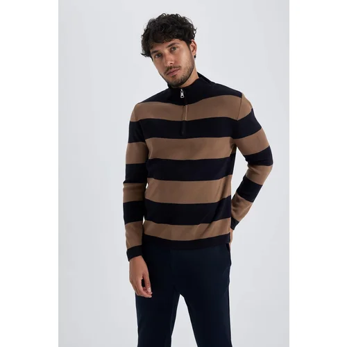 Defacto Slim Fit Striped High Neck Striped Patterned Sweater