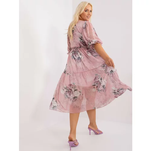 Fashion Hunters Pink plus-size dress with ruffles