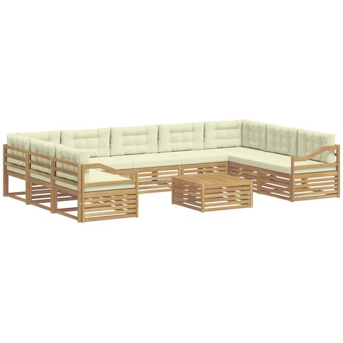 vidaXL Zunanja garnitura za sedenje 10 pcs Bela in krem Poliester, (5000271889) Cene