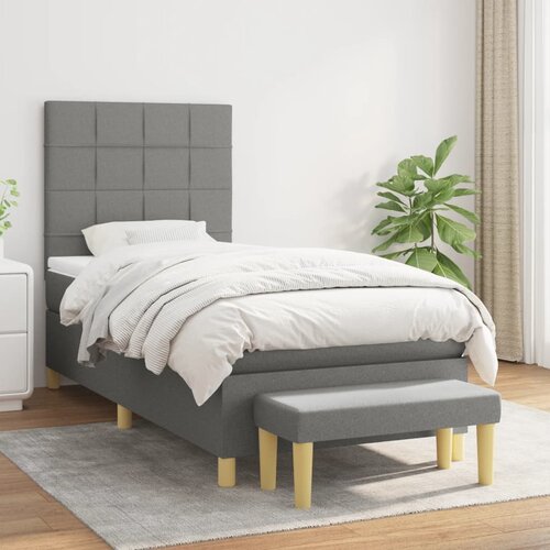 The Living Store Box spring postelja z vzmetnico temno siva 100x200 cm blago - Box Spring Postelja, (21521545) Slike