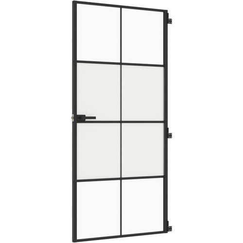 vidaXL Notranja vrata ozka črna 93x201,5 cm kaljeno steklo in aluminij Cene