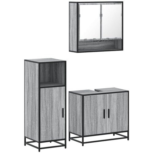 VidaXL 3-dijelni set kupaonskog namje&amp;scaron;taja siva boja hrasta drveni Slike