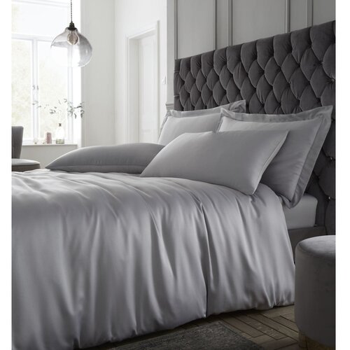 Catherine Lansfield Siva satenasta podalj&amp;scaron;ana posteljnina za zakonsko posteljo 230x220 cm Silky Soft &amp;ndash; Slike