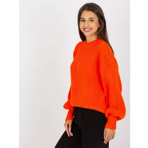 Fashion Hunters Orange oversize sweater with round neckline RUE PARIS