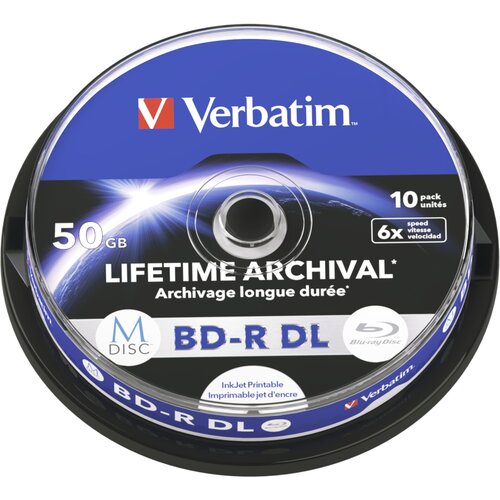 Verbatim 1x10 M-Disc BD-R BluRay 50GB 6x Speed Cakebox printable Cene