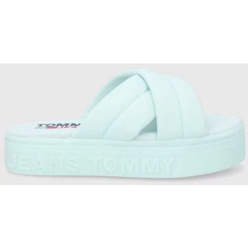 Tommy Jeans Natikače za žene, boja: tirkizna, s platformom